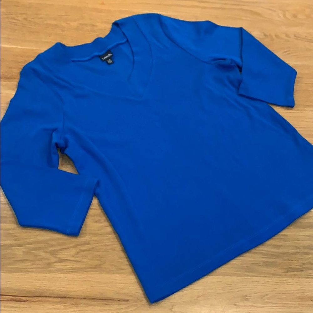 RAFAELLA  ~Lagoon Blue V Neck Top Shirt Size 12-14